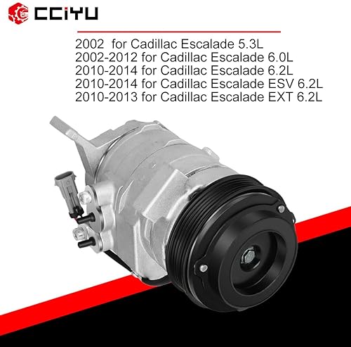 Miniatura 5 de cciyu Compresor de aire acondicionado 2000-2014 para GMC Yukon 5.3L Fit para Cadillac Escalade 5.3L 2002 AC Pump