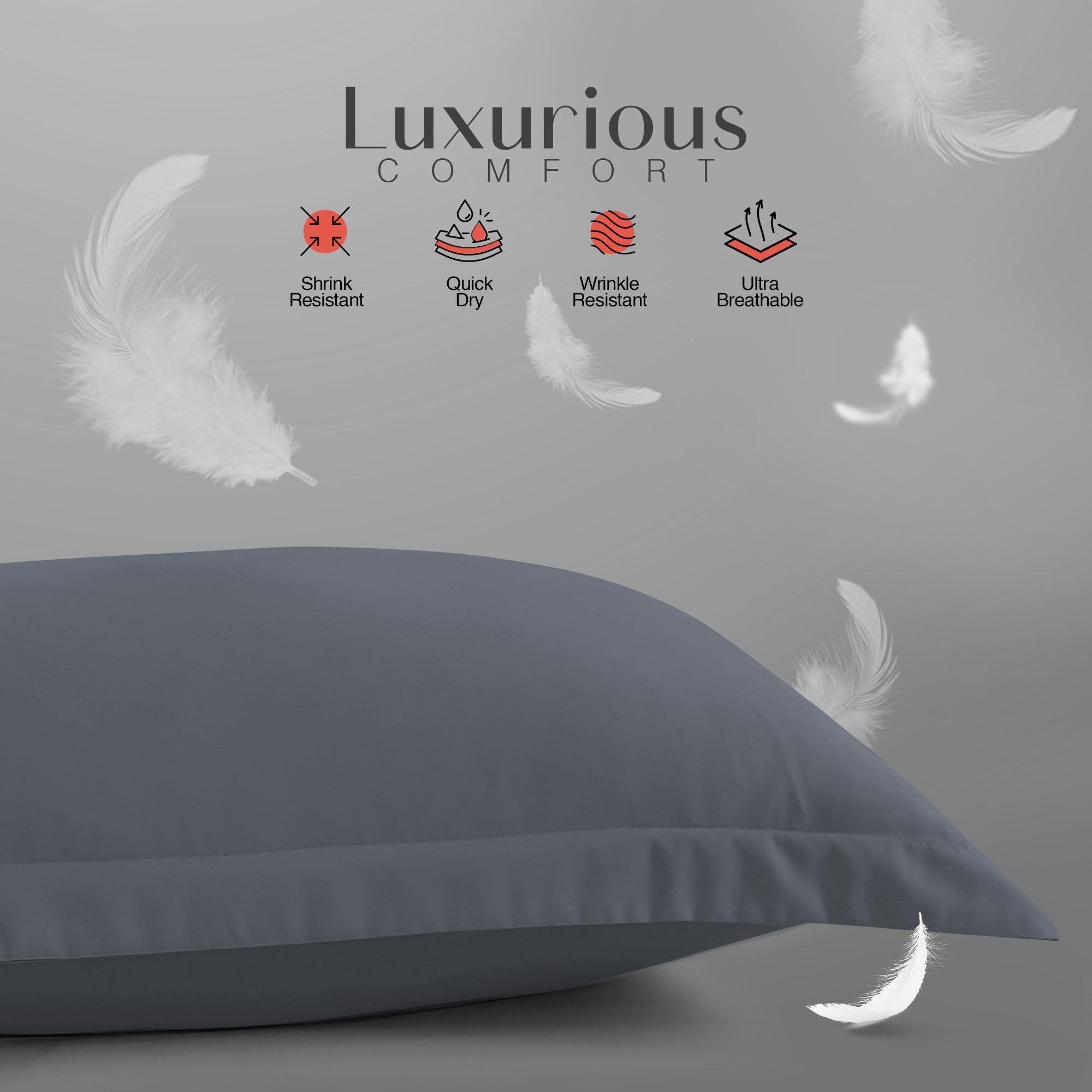 LYMA Pillow Cases Pack of 2 & 4,Ultra Soft Breathable Housewife & Oxford Cover - Image 3