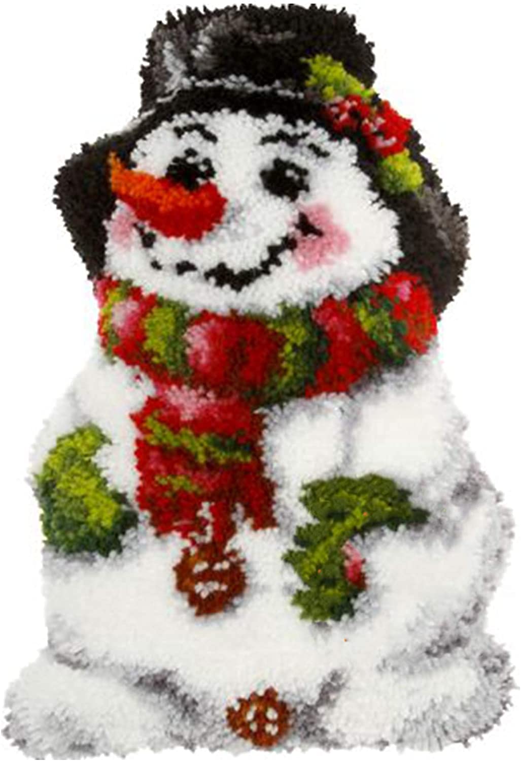 WLYX Latch Hook Kits DIY Rug Making Crafts for Adults Kids Beginner, Unfinished Embroidery Kit with Colorful Printed Canvas Pattern, Snowman,A (Color : D)