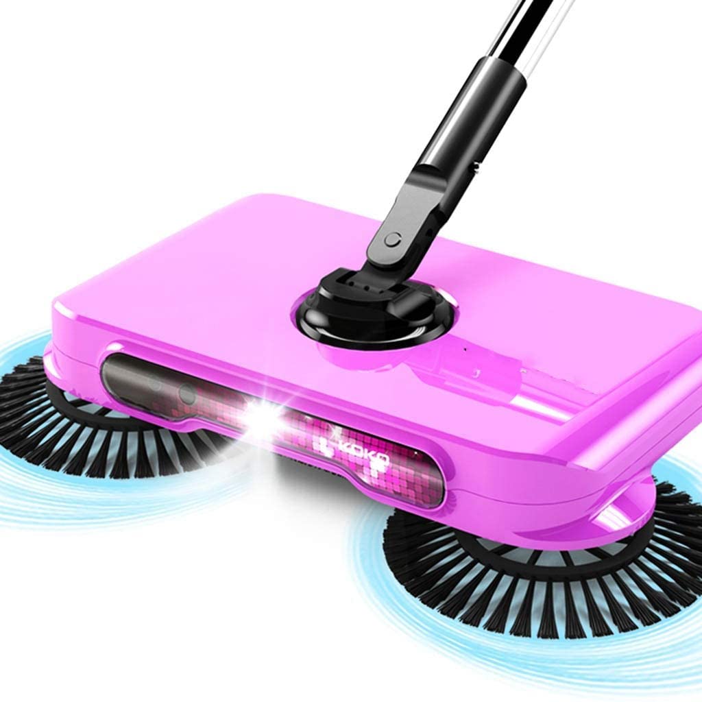 FEELING MALL Multi-Function Sweeper Broom 360° Floor Mop Household Cleaning Tool Hand Push Automatic Sweeper Broom Dustpan with Light Including Broom Dustpan Trash Bin for Tile Marble Hardwood