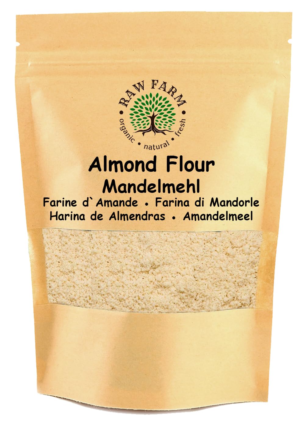 Raw Farm – Farine d’amandes 1 kg, finement moulue à partir d’amandes blanchies, sans gluten, compatible keto, idéale pour la pâtisserie, la cuisine et les recettes saines