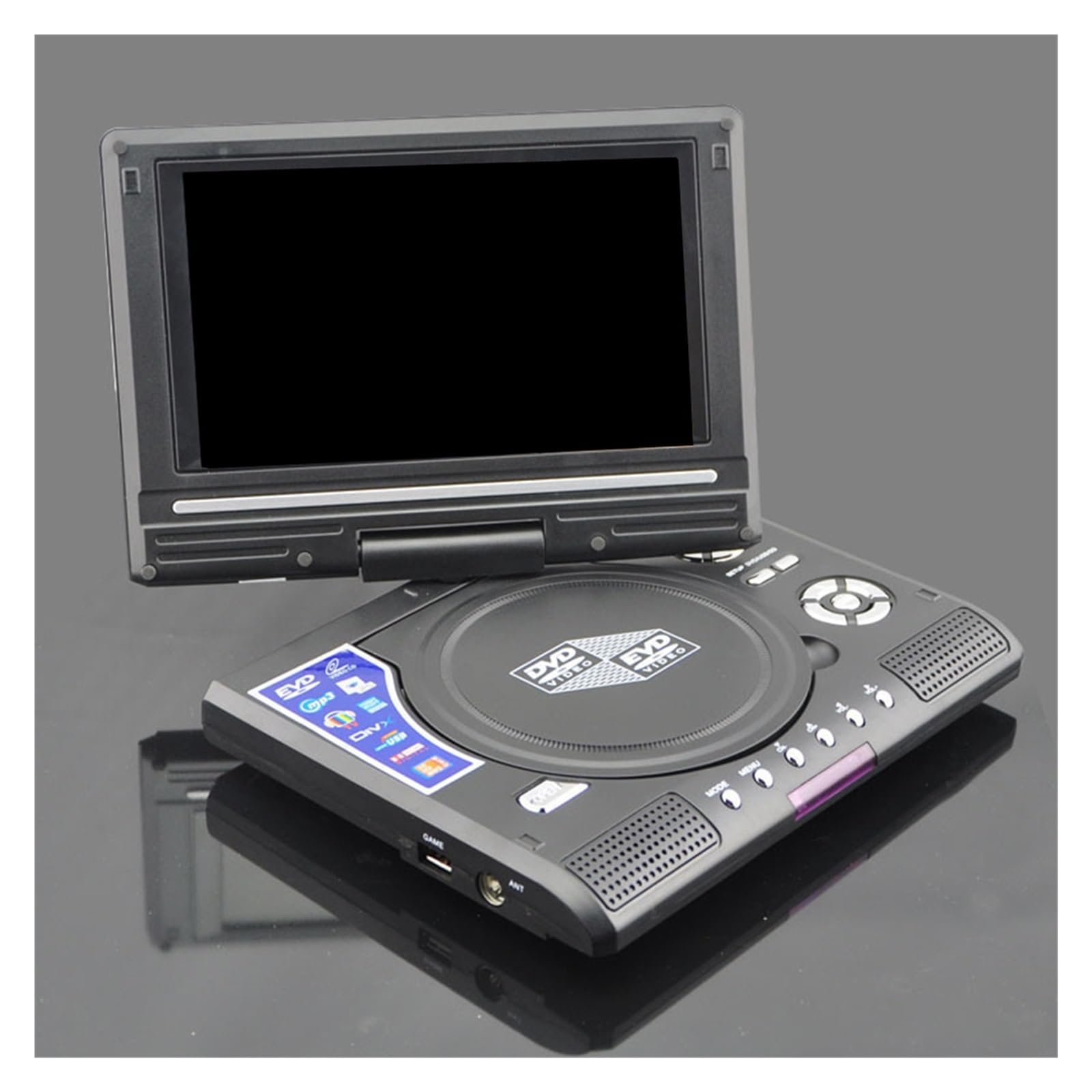 Mini lecteur DVD 7,8 pouces disque CD multimédia écran de rotation de 270 degrés avec télécommande de voyage