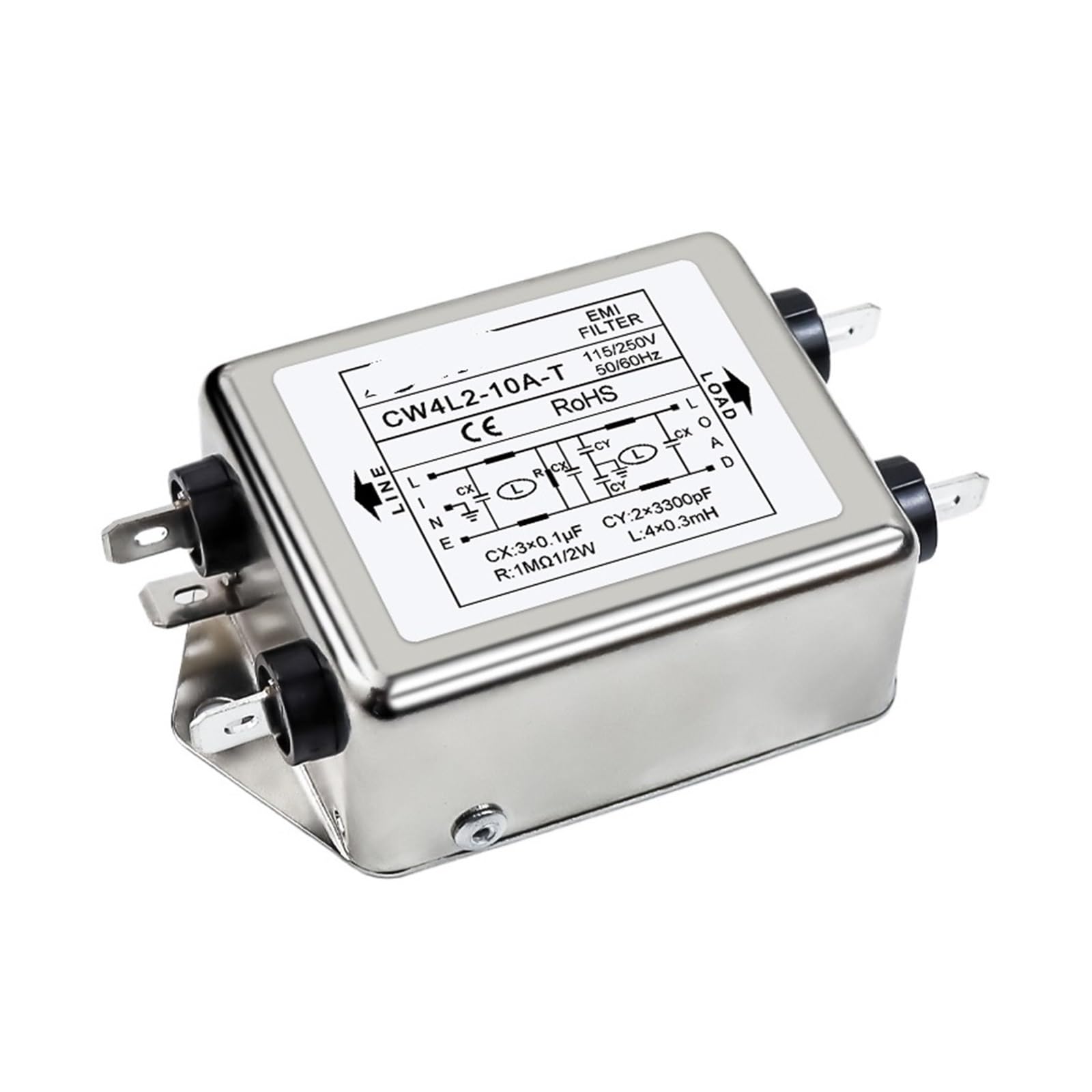 Single-Phase AC Power Filter CW3 CW4L2 10A 20A 30A-S/T AC220V Double-Stage Filtering(CW4L2-10A -T 10A Soldering chip)