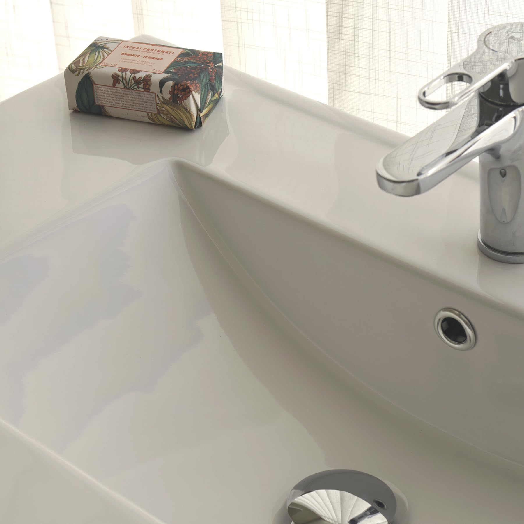 Lavabo encastrado 80, Cerámica blanca, 16,5x81x46 cm