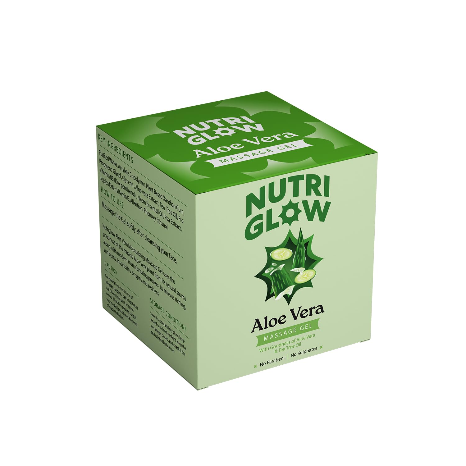 Nutriglow Aloe Vera Gel Great for Face Hair, Acne, Sunburn, Bug Bites, Rashes, Glowing and Radiant Skin