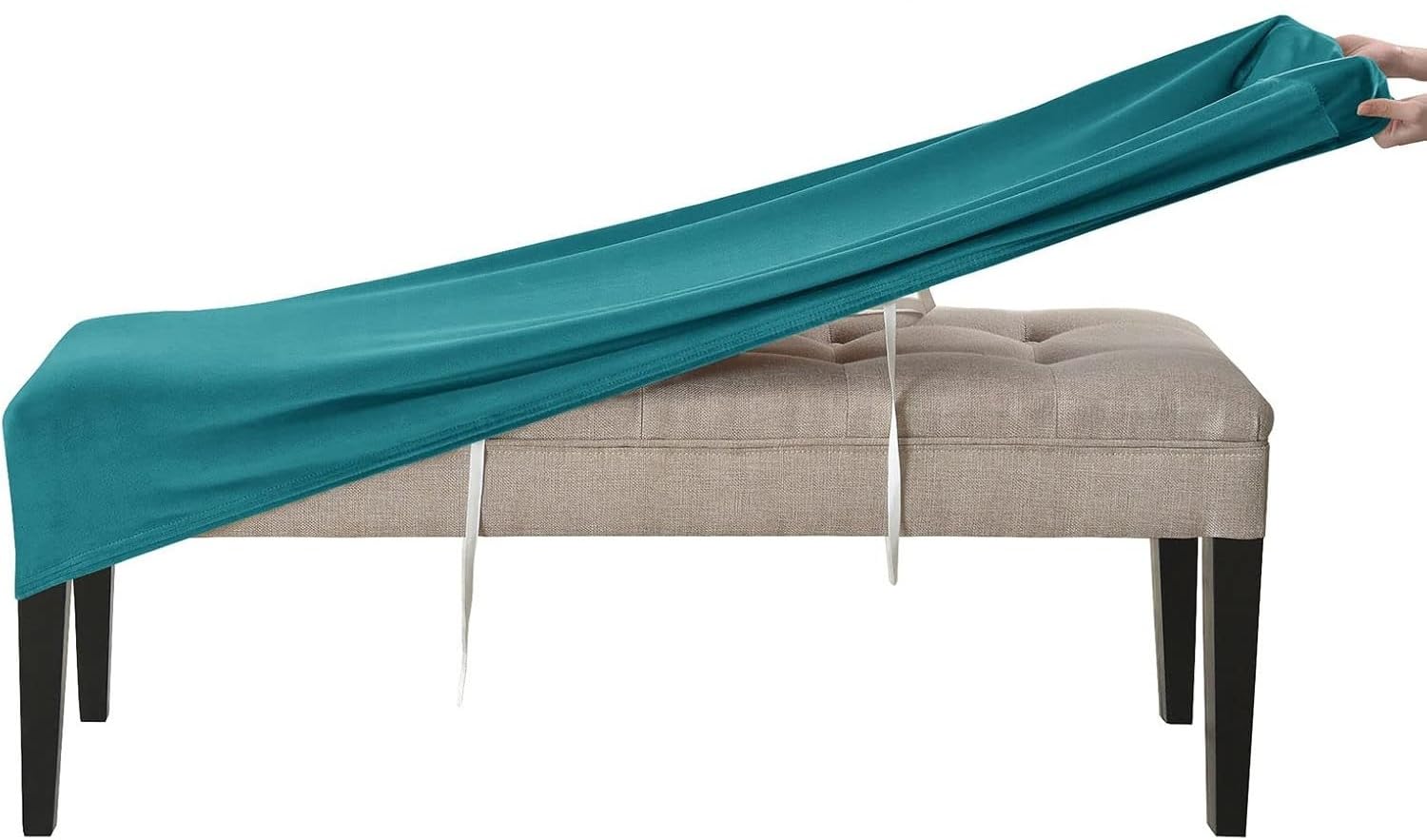 Rtsfkfs Deep Teal Velvet Bench Slipcover Washable Upholstered Seat Protector Cover For Living Room, Kitchen & Bedroom(Deep Teal)
