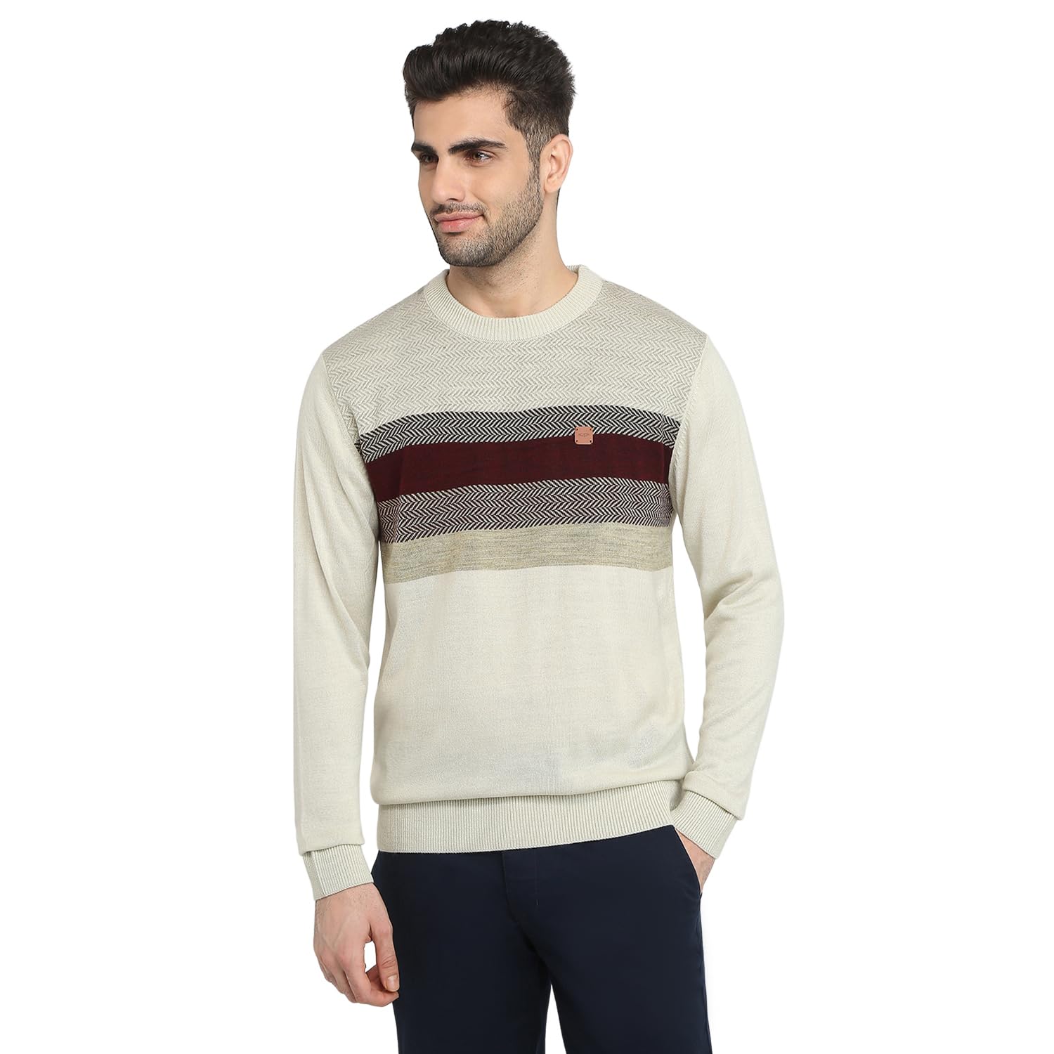 colorplus Men Full Sleeve Regular Fit Jacquard Pattern Pure Acrylic V Neck V Neck Casual Winter wear-picture-46