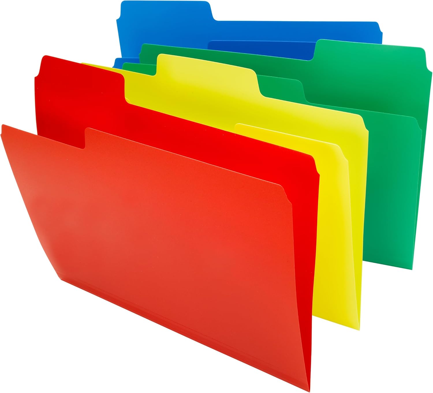 Smead File Folder, SuperTab Poly Plastic File Folders for Documents, 1/3-Cut Tabs, Letter Size, Assorted Primary Colors, Office Supplies, School Supplies, 48 Count, (10516)