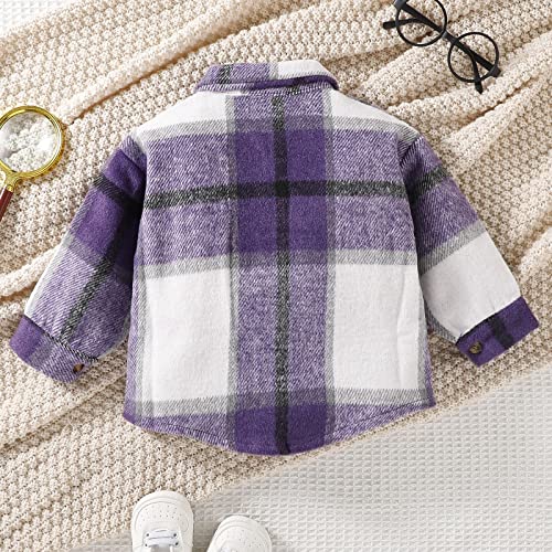 Toddler Baby Boy Girl Fall Winter Clothes Plaid Flannel Shacket Long Sleeve Button Jacket Casual Outwear Coat3