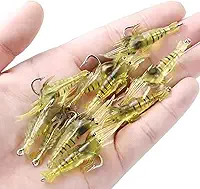 Kit de Iscas Artificiais de Camarão, 10 Unidades, Silicone Macio Aromatizado com Anzol, 4cm, 1.3g, para Pesca de Corvina, Robalo, Tucunaré