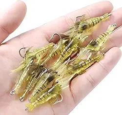 Kit de Iscas Artificiais de Camarão, 10 Unidades, Silicone Macio Aromatizado com Anzol, 4cm, 1.3g, para Pesca de Corvina, Robalo, Tucunaré