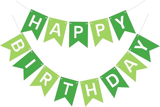 Pre-Strung Green Happy Birthday Banner Signs Party Decorations for Women Men Girls Boys