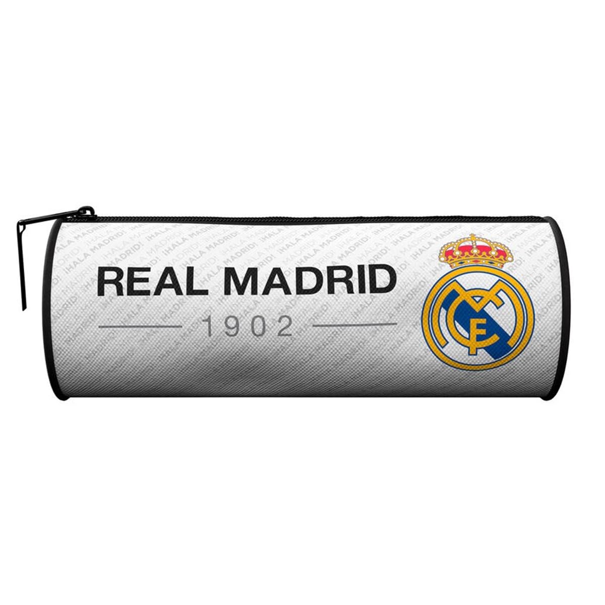Real Madrid Portatodo Estuche Escolar para Niños HALA Madrid Forma Cilindrico Producto Oficial 22 x 8 cm