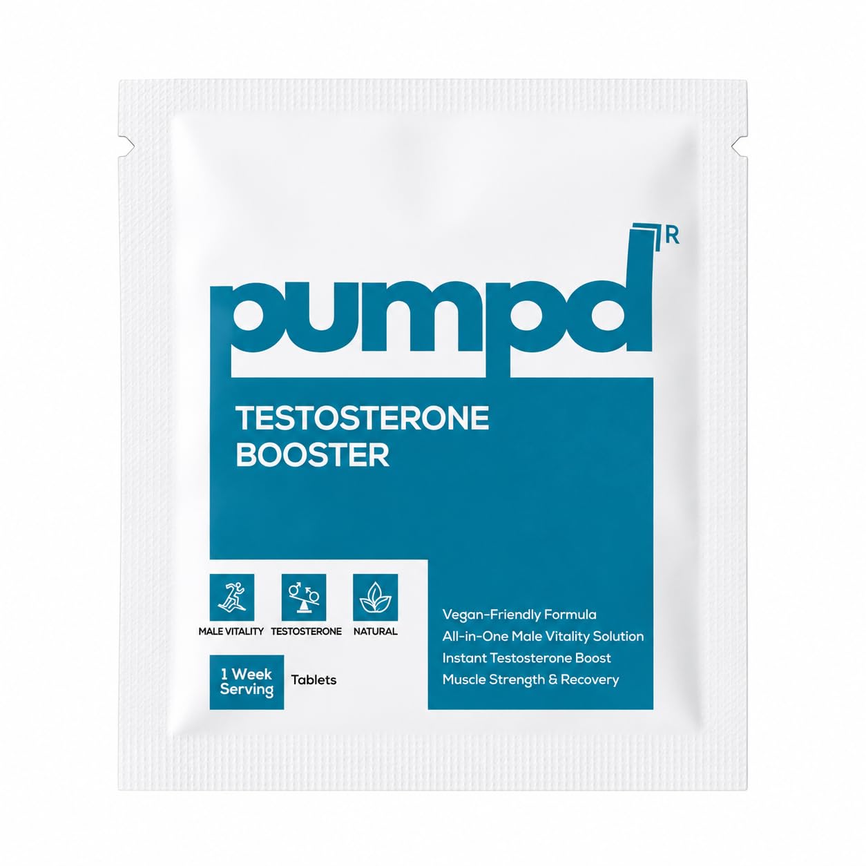Pumpd Natural Testosterone Supplement for Men | 1 Week Serving, Sachet | Vegan-Friendly Formula | Enhances Strength, Stamina & Muscle Growth | With Shilajit & Ashwagandha | 14 Tablets-image-1