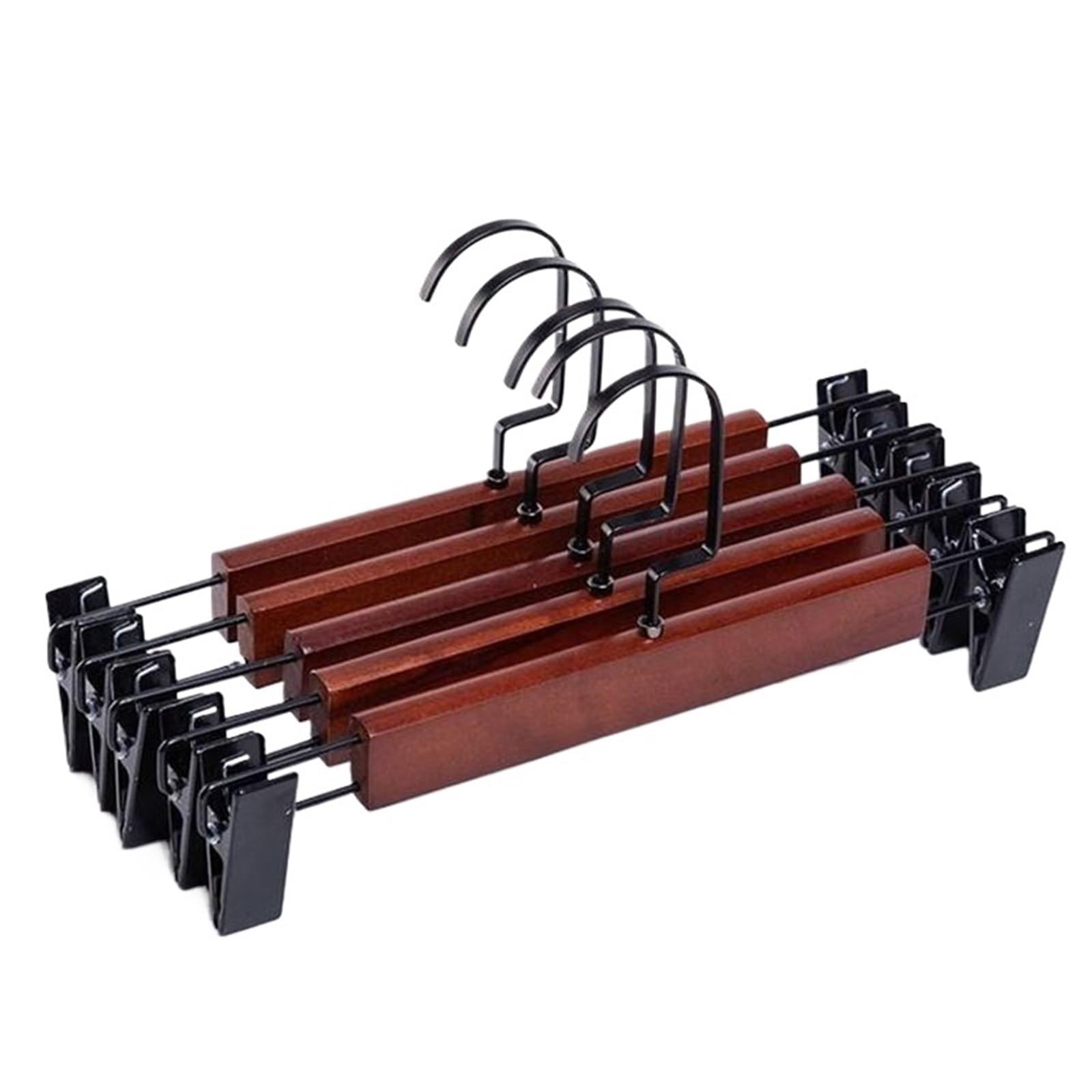 Hangers With Clips 10/15Pcs Solid Wooden Hanger Trouser Rack Closet Organizer Pants Skirt, Balcony Underwear Towel Drying ﻿(10pcs)