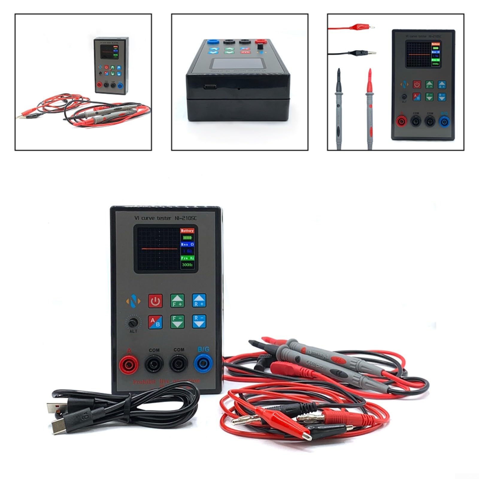 VI-Kurven-Tester Mit Dual-Kanal Und Farbdisplay, Analog-Funktionsanalysator Für Elektronische Bauteile Ohne Stromversorgung, 2,0 Zoll TFT-Bildschirm, 18 Frequenzstufen, 9 Widerstandswerte,
