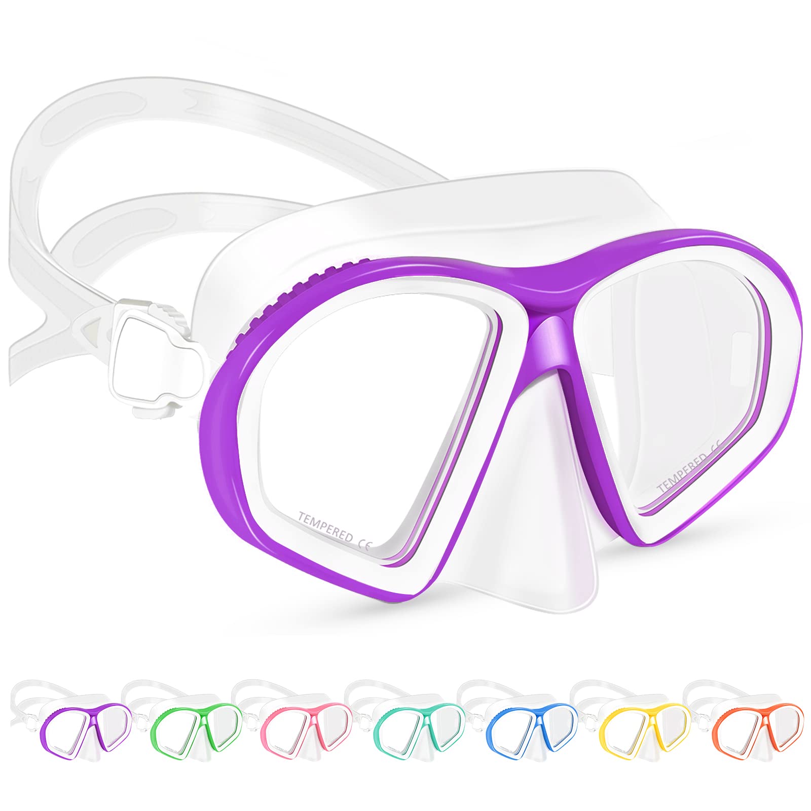 Supertrip Gafas Natacion, Gafas Buceo Niño con Tapa de Nariz, Anti-Fugas Mascara Gafas de Natación correa de silicona ajustable para Niños, Talla Única Unisex