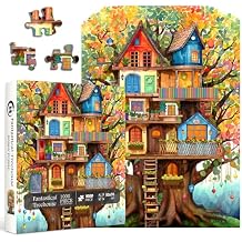 Tree House Puzzles for Adults 1000 Pieces, Fantasy Tree of Life Jigsaw Puzzles, Plant Challenging Hard Puzzles as Nature Decor