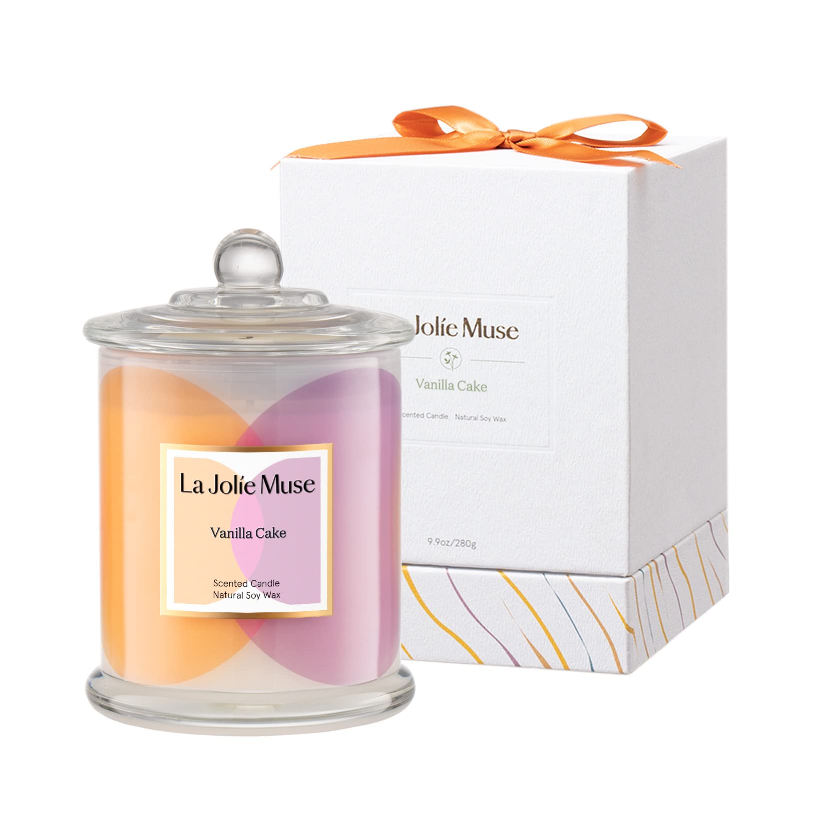 La Jolíe Muse Velas Aromáticas de Tarta de Vainilla, Regalo Día de la Madre de la Hija, Velas Decorativa Regalos para Mujeres, Velas de Lujo Tarro con Cera Soja Natural, 70 Horas de Larga Quema, 280g