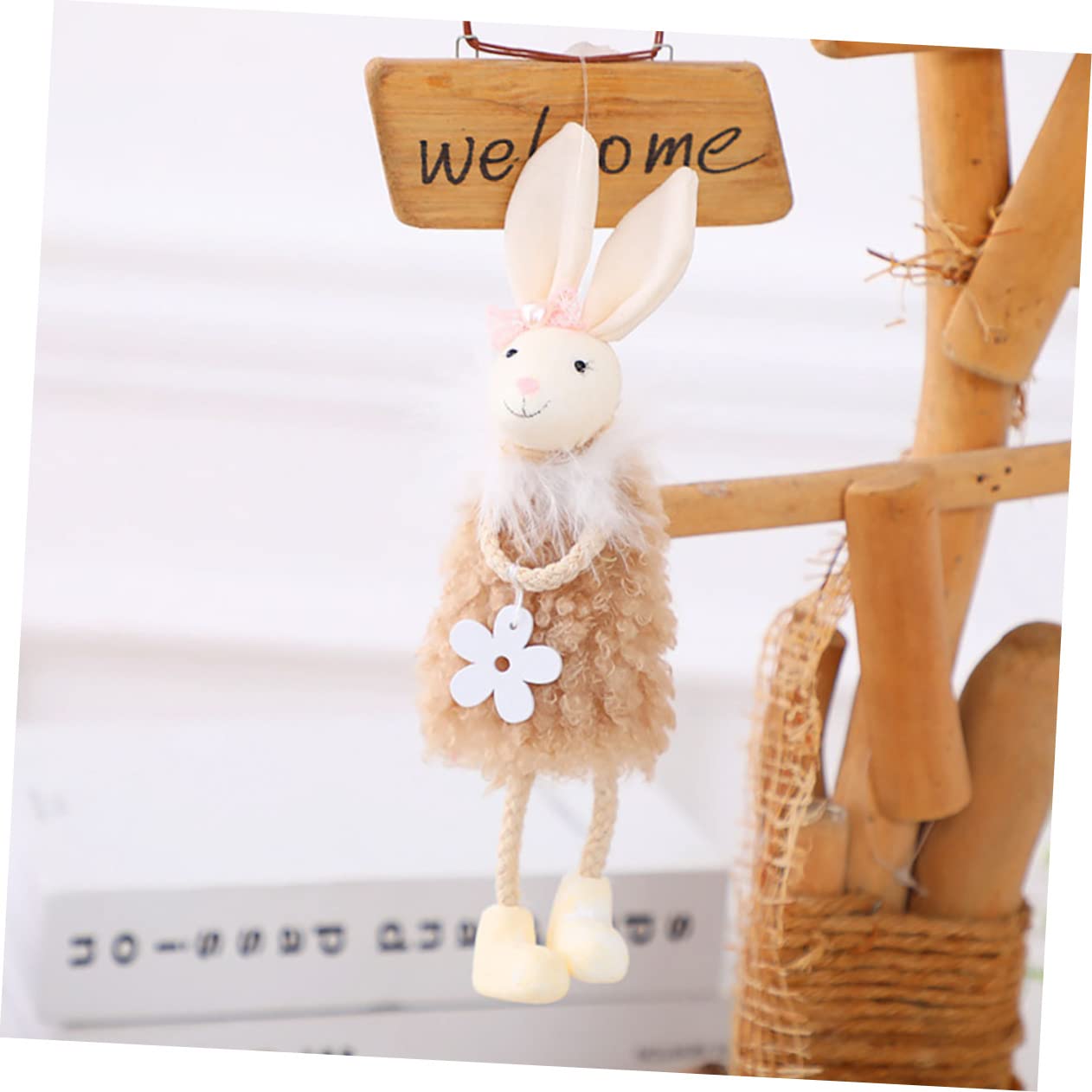 BESTonZON Décoration Suspendue Lapin de Pâques en Tissu 3 Pièces, Pendentif Lapin Mignon Cartoon pour Fête et Accessoires Garçon et Filles