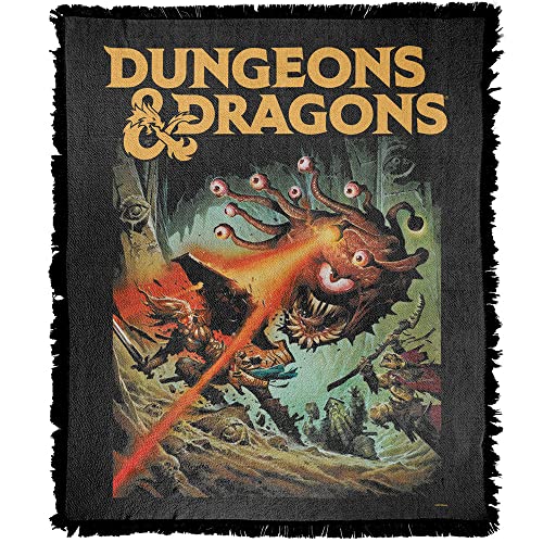 LOGOVISION Dungeons & Dragons Blanket 50x60 Beholder Strike Woven Tapestry Cotton Blend Fringed Throw