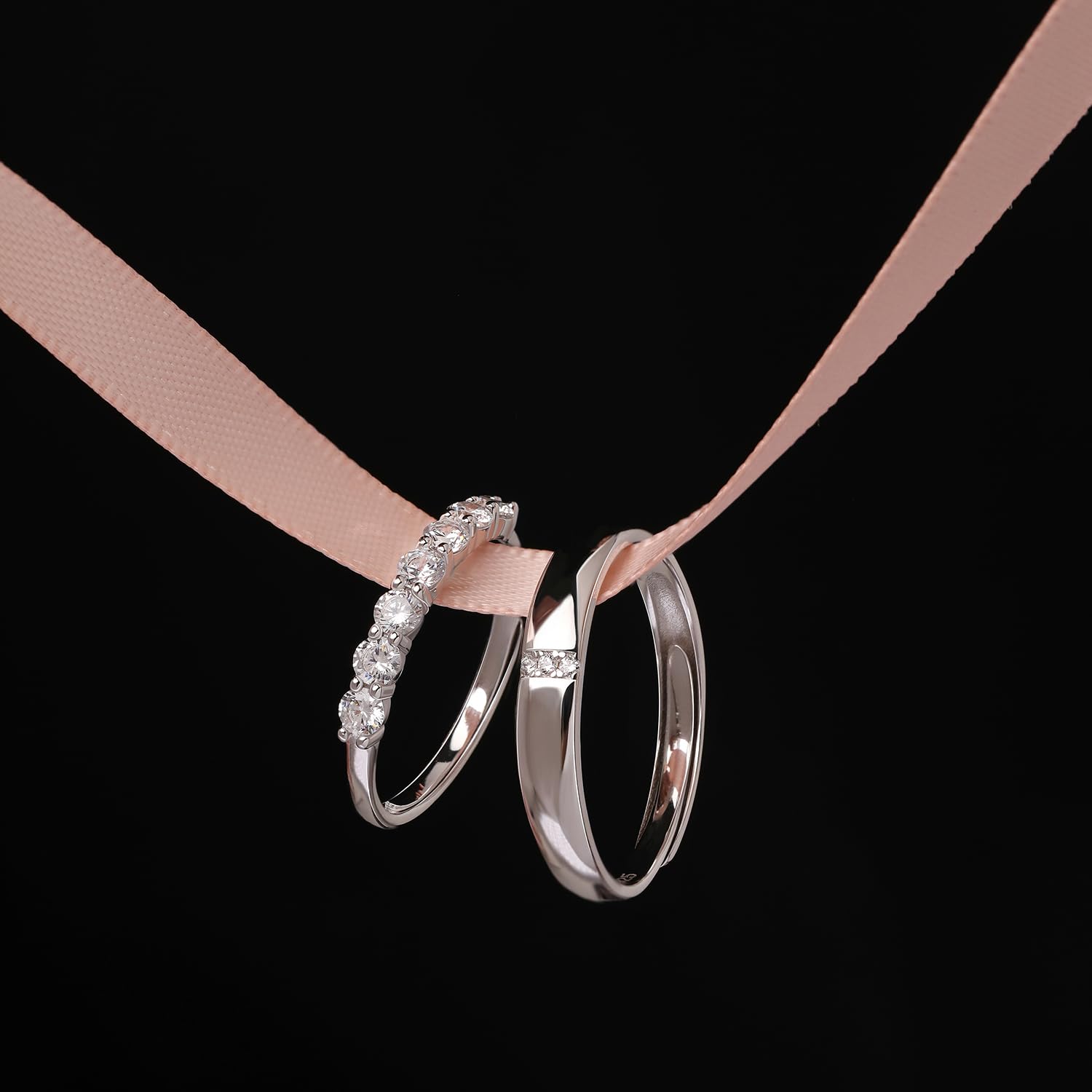 Meissa Anillos de Pareja en Plata Esterlina Anillos de Boda Elegantes Anillo de Promesa para Hombre y Mujer Zirconia Cúbica Tamaño Ajustable