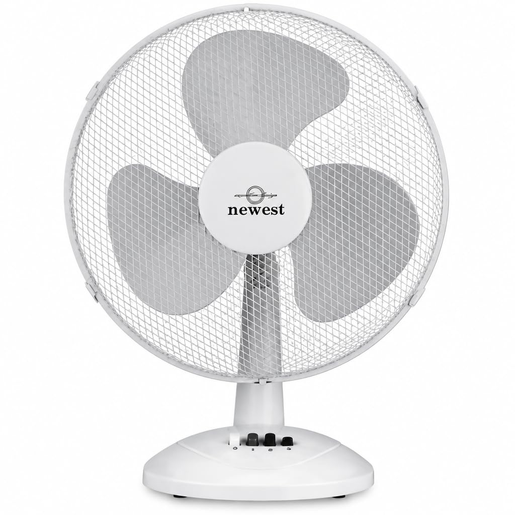 Wentylator stołowy 30 cm, 40 W, oscylacyjny 3, ciche prędkości, biały