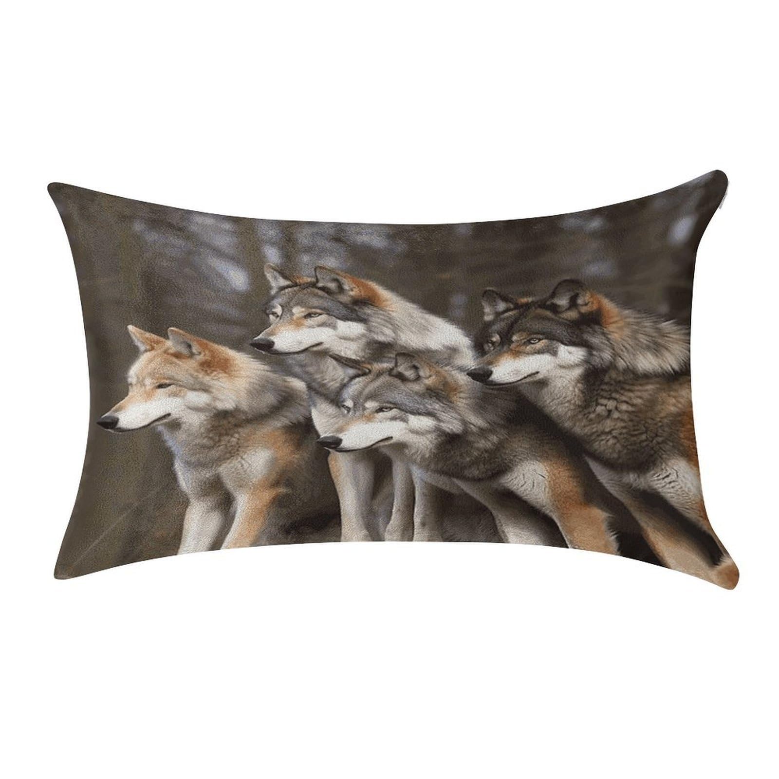 MUSM Different Colored Wolves Pillow Case 12"X20" Luxury Velvet Throw Pillow Cover Fade Resistant Cozy Soft Pillowcases Pillow Protector Pillow Shams Lumbar Pillow Shells for Home&Gifts