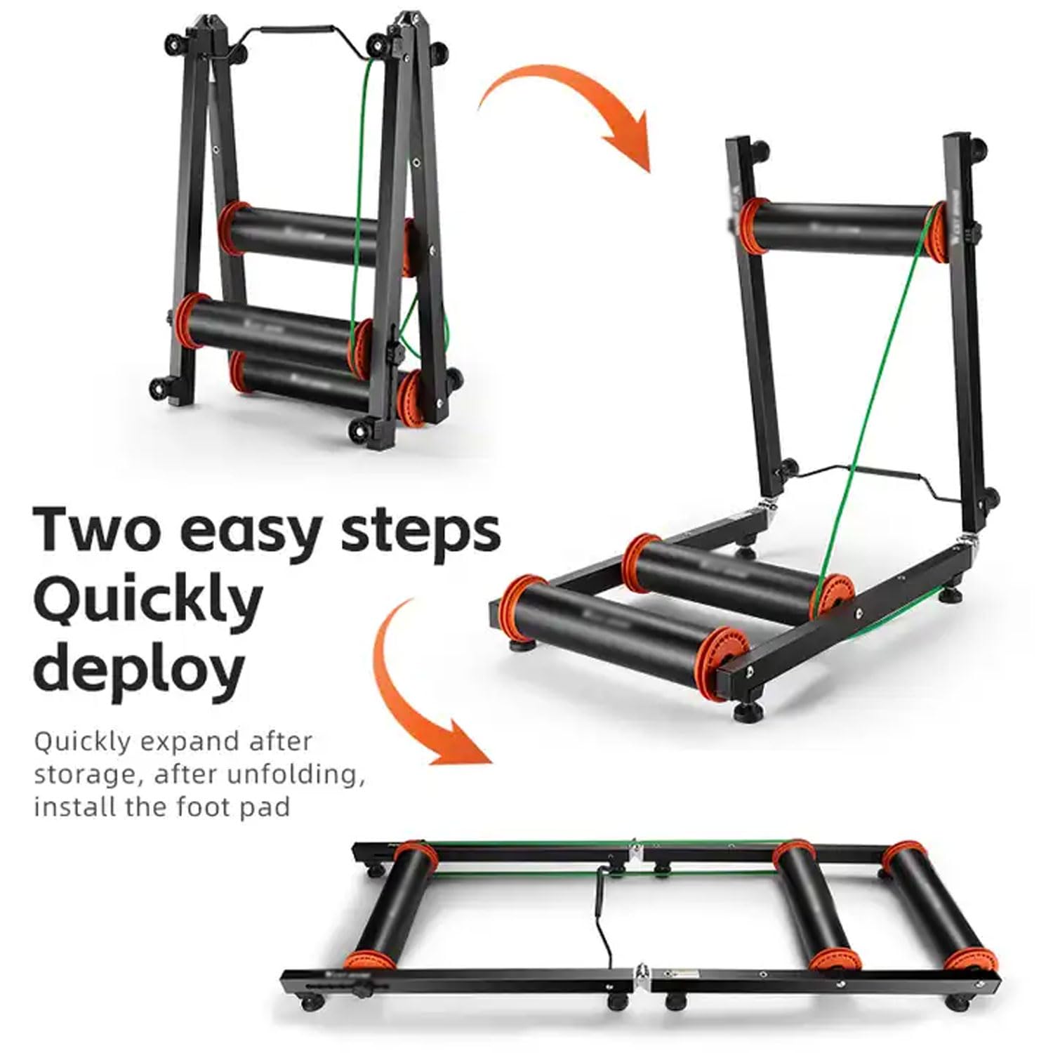 Rulli Per Bici Regolabili, Supporto Da Allenamento Per Bici Pieghevole Adatto a Bici Da 16" a 27,5", Trainer Per Bici Portatile Con Resistenza, Piattaforma Per Bici Da Strada E Mountain Bike