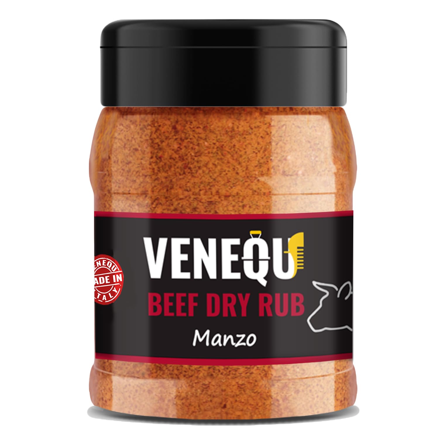 VENEQU BBQ DRY RUBs Gourmet Set #4 (150gr x 4 RUBs) Made in Italy | 1 x Rockero Coffee Rub, 1 x Chicken Rub, 1 x Beef Rub e 1 Flower Powder Rub