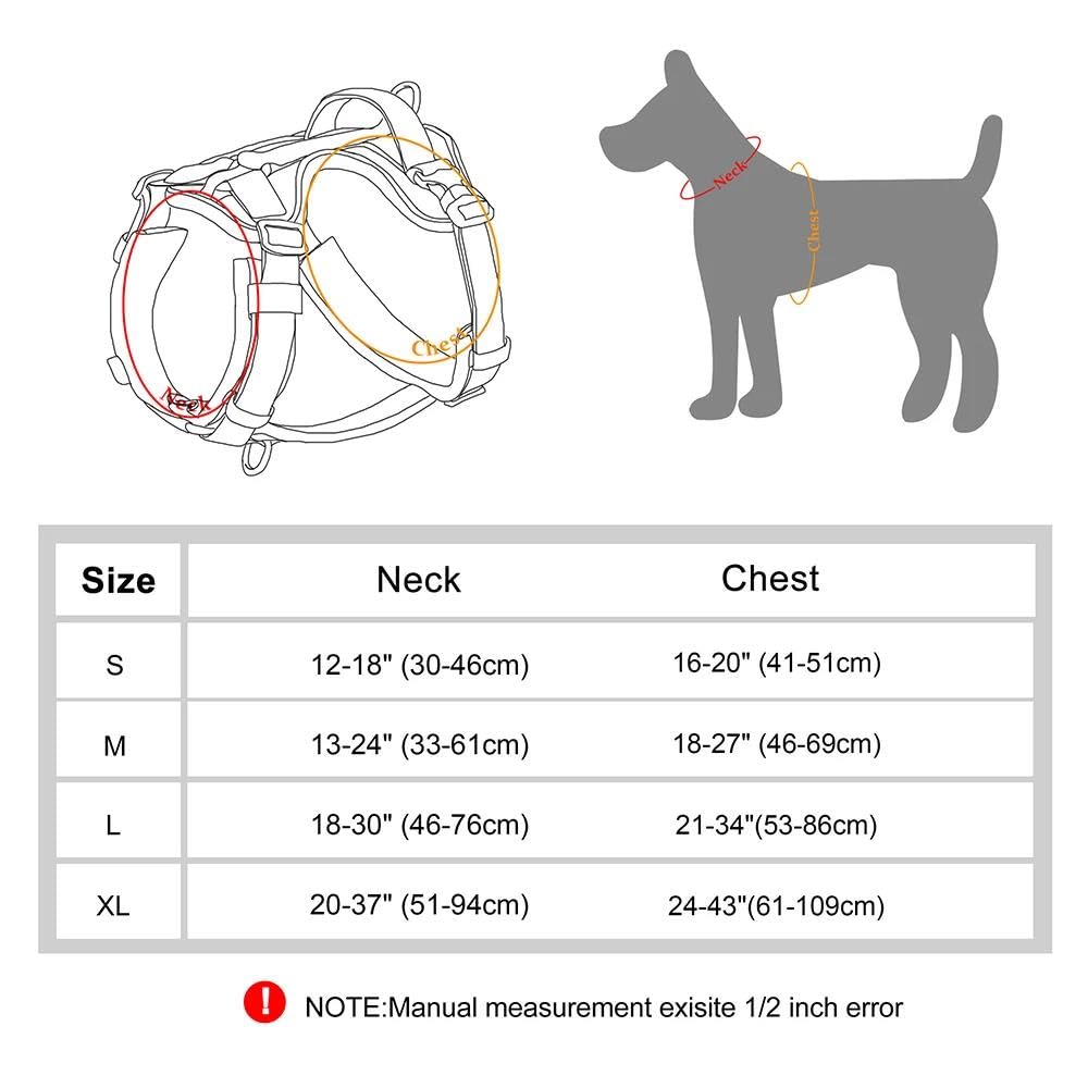 Imbracatura per Cani Riflettente per Esterni, per Passeggiate, addestramento, Campeggio, Caccia, Regolabile, Anti-tiro, con Maniglia di Controllo (Nero, L)