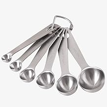 Newk 6 PCS Measuring Spoons, Stainless Steel Metal Kitchen Measuring Tools Set for Dry and Liquid Ingredients-1/8 TSP, 1/4 TSP, 1/2 TSP, 1 TSP, 1/2 Tbsp & 1 Tbsp