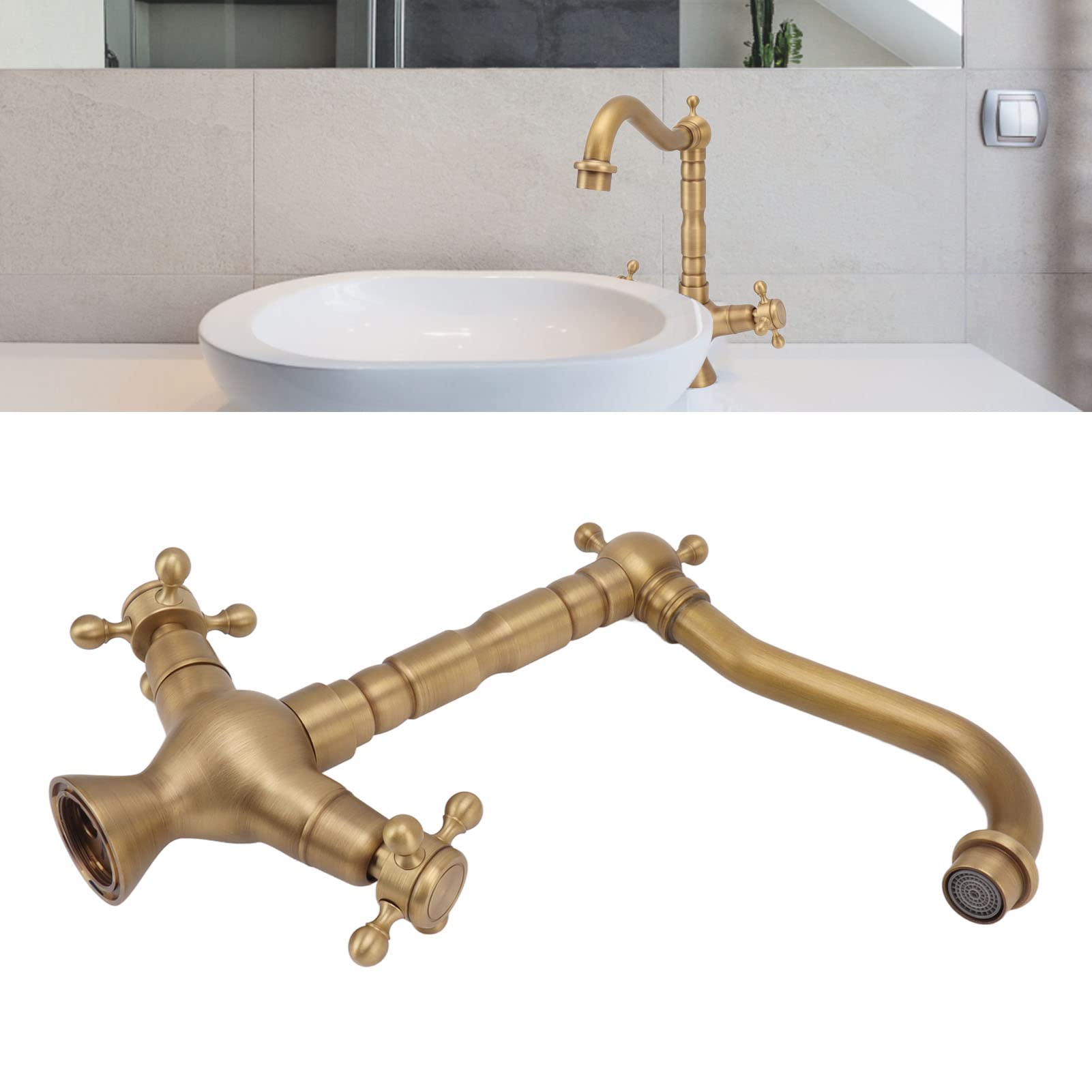 Grifo de Lavabo Grifo Mezclador Frío y Caliente de Doble Manija
