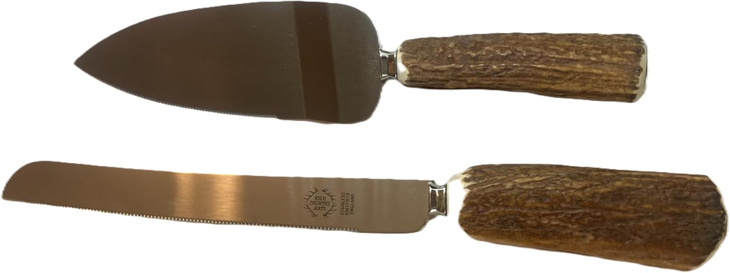 Antler Handled Cake Knife and Server Set