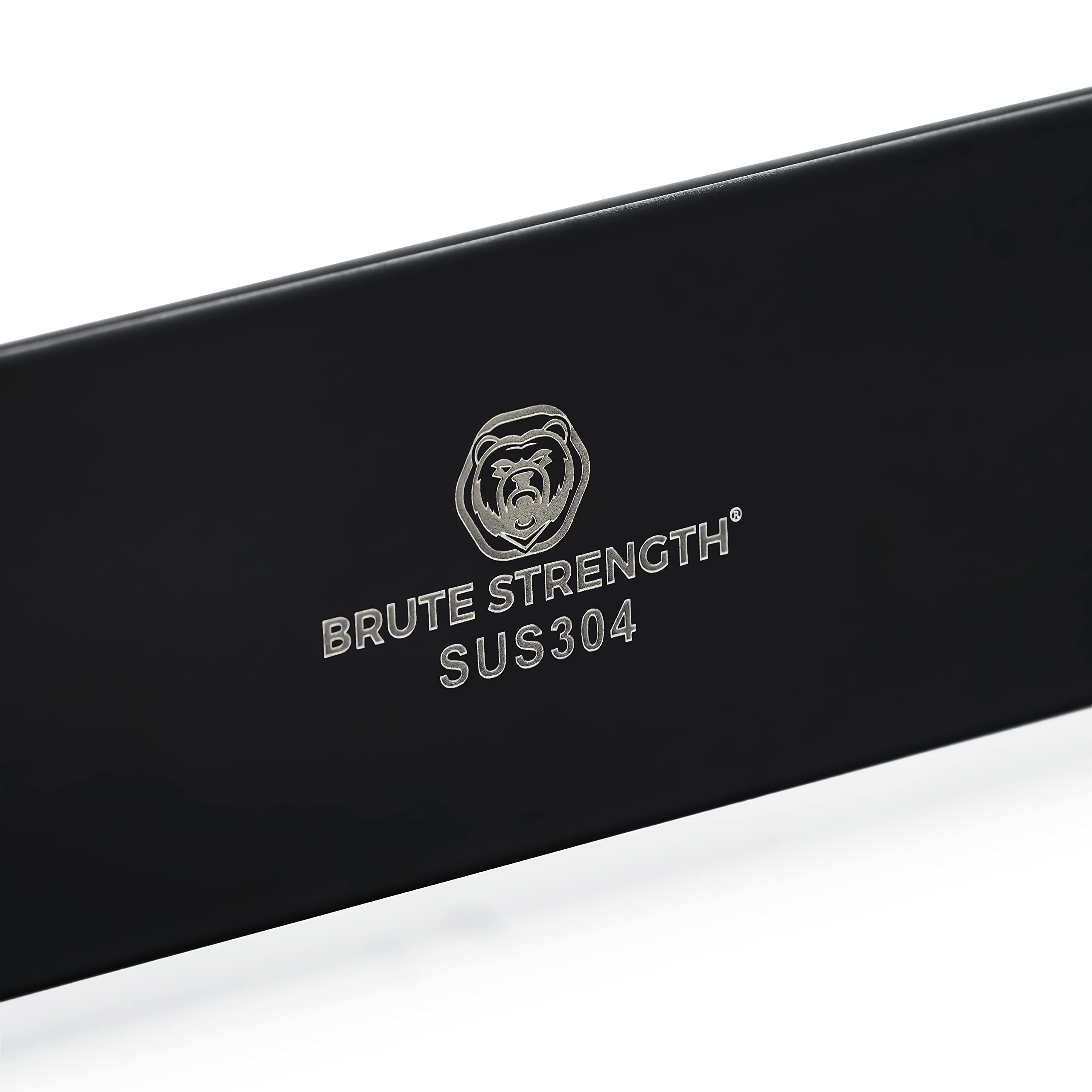 Brute Strength - Appendiabiti – 7 ganci – 46 cm – in acciaio inox – Gancio per porta da cucina nero – Appendiabiti da parete – bagno, soggiorno e corridoio per cappelli, sciarpe, borse