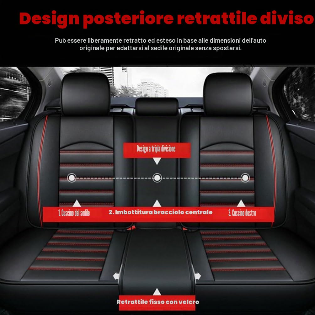 SSIMOO Set Coprisedili Auto per Opel Mokka/Mokka X 2012-2019, Coprisedile Anteriori E Posteriori Copri-Sedile Pelle Copri sedili Accessori,Black