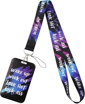 Inspirational Quotes ID Lanyard with Card Holder Cool Neck Lanyard ID Holder for Keys ID Badges Name Tag for Men Women Nurses Kids Teachers Keychain Badge Holder for Staff Work & School ID