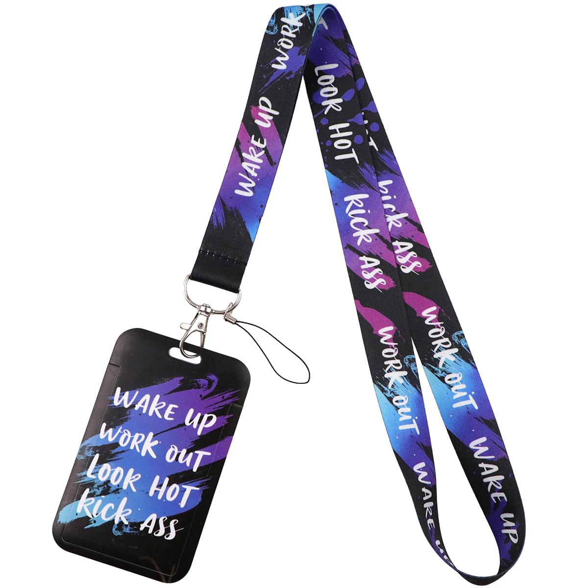 Black Cool ID Badge Holder Lanyard for ID Badges & Keys Inspirational Quotes Cute Keychain Lanyard ID Holder for Women Men Teachers Teens Boys Girls Staff for Name Tag for Work & School ID Card Holder โ image 1