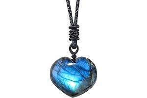 Natural Labradorite Crystal Necklace, Moonstone Pendant with Engraved Norse Vegvisir Symbol