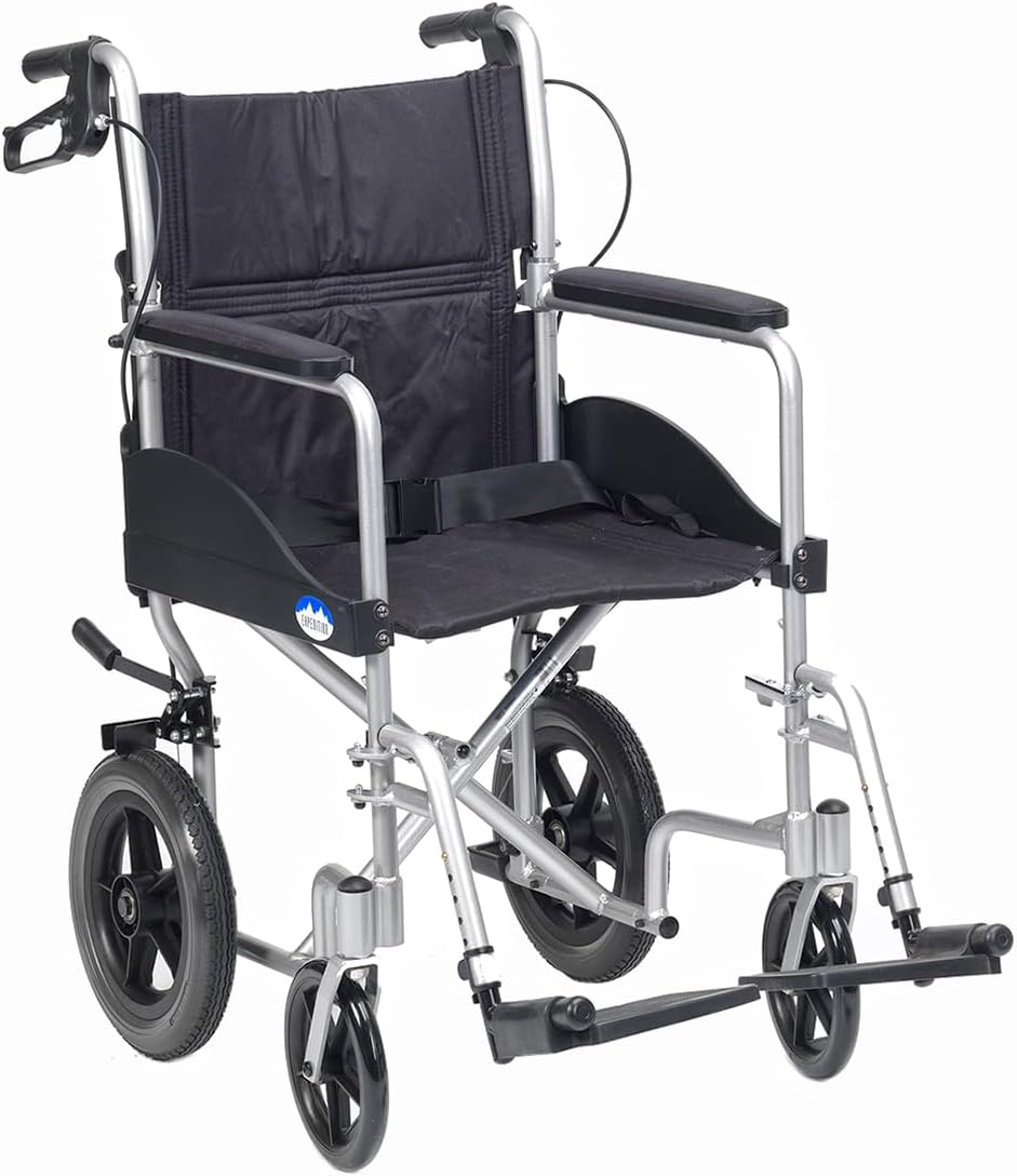 DeVilbiss Healthcare DRIVE Expedition lightweight Aluminium Transit Wheelchair with Half folding back