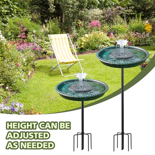 Image of Bird Bath with Solar Powered Fountains for Hummingbirds,Stable Stylish Design with 5-Prong Base Stake Plastic Bird Bath for Outside Patio Yard Garden(Gift)