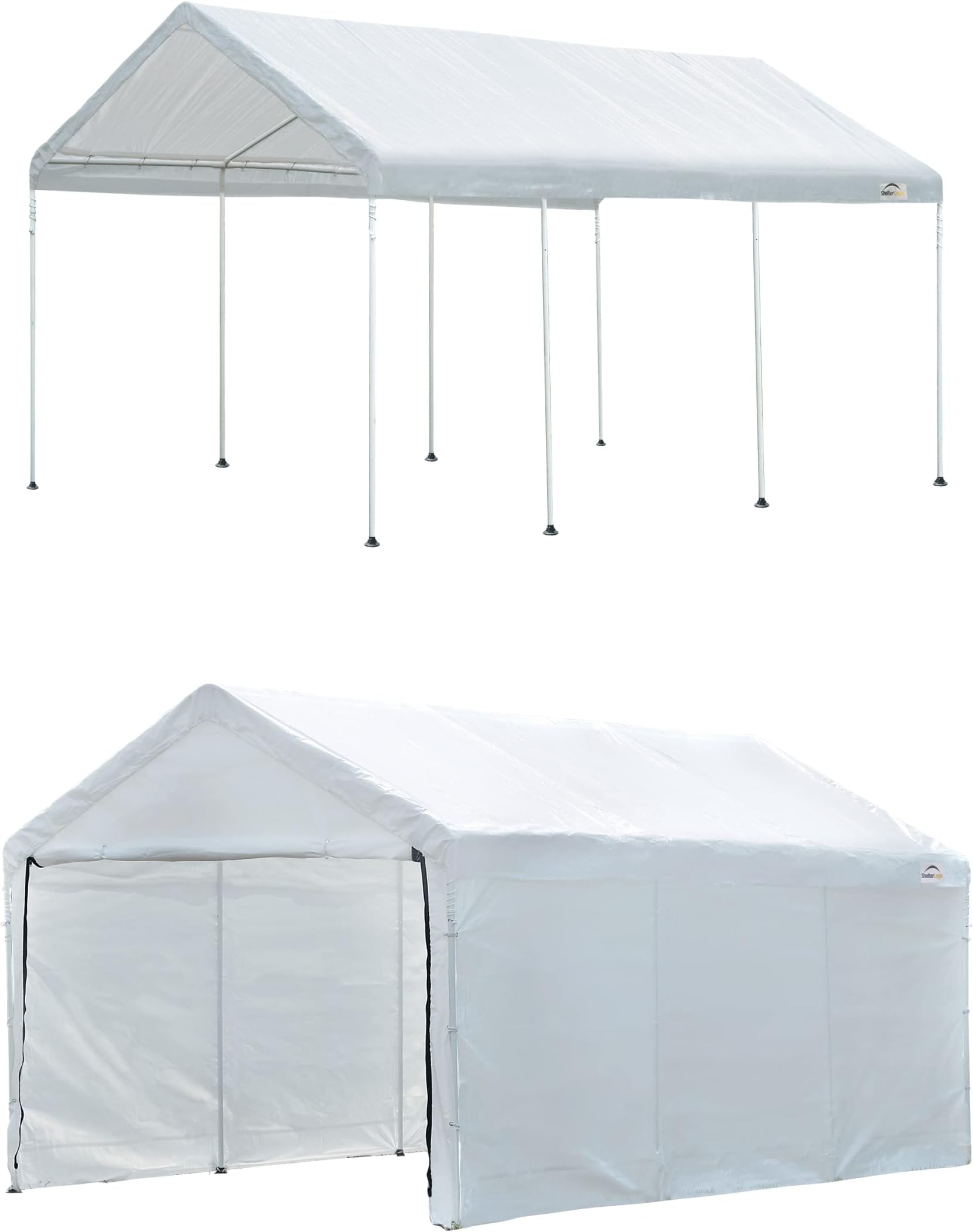 ShelterLogic10' x 20' MaxAP Outdoor Gazebo or Heavy Duty Steel Canopy with Enclosure Kit, White