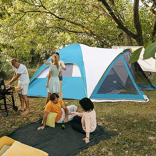 Image of UNP Camping Tent with Screen Room, Portable 6 Person Camping Tent with Screen Porch, Family Dome Tent for Camping Outdoor - 14'x11'x72''(H)