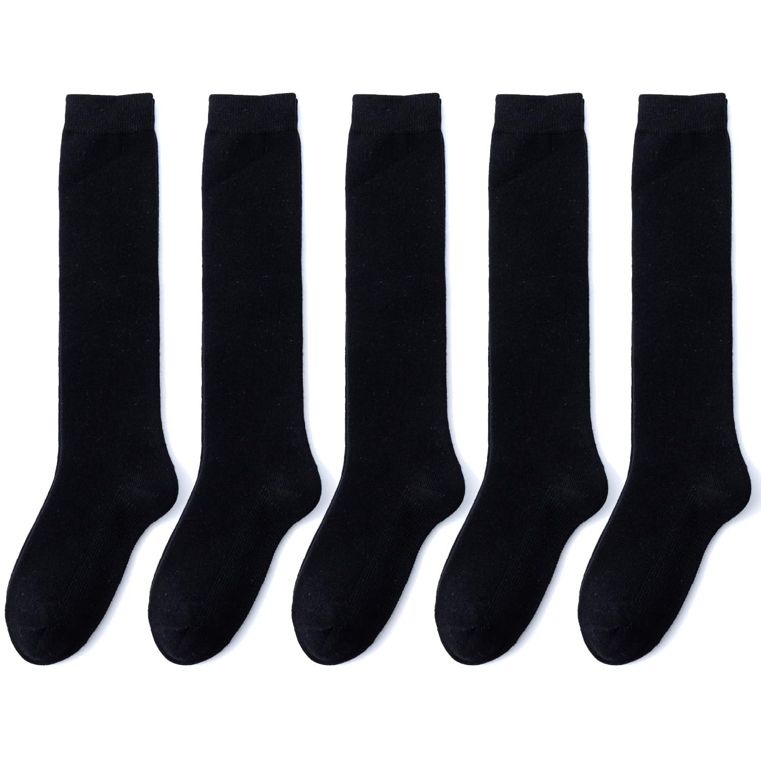 EPEIUS Girls Knee High Socks, Seamless Cotton School Uniform Socks 3-5 Pack