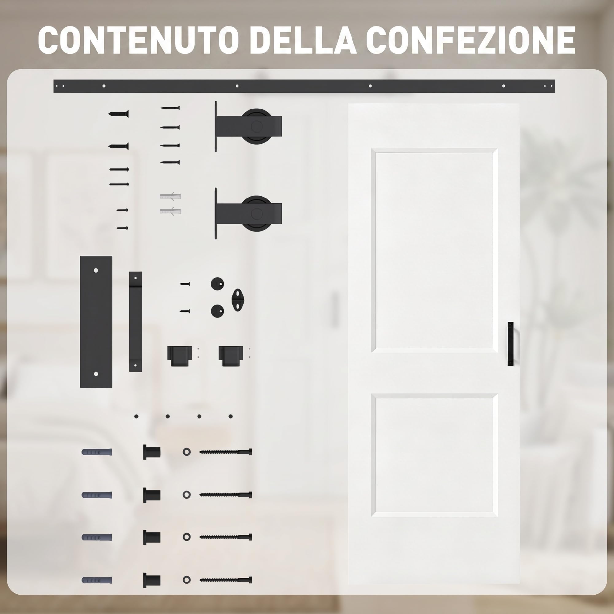 HOMCOM Porta Scorrevole Interna 76.2x213.4cm, Superficie Verniciata, Binario Silenzioso Acciaio, Maniglia Migliorata, Kit Ferramenta, Porta Interno Stile Industriale, in Legno Pino, Cucina, Soggiorno