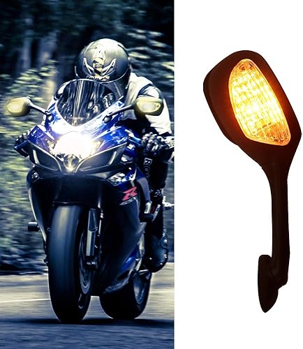 Miniatura 8 de DREAMIZER Espejo retrovisor lateral con luces de señal de giro Lámpara integrada para GSXR 600 750 1000 - Negro, Lente de humo