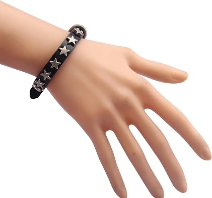 GelConnie Punk Leather Cuff Bracelet Adjustable Straps Wrap Bracelets Arm Armor Cuff Gothic Leather Wristbands for Men, Women