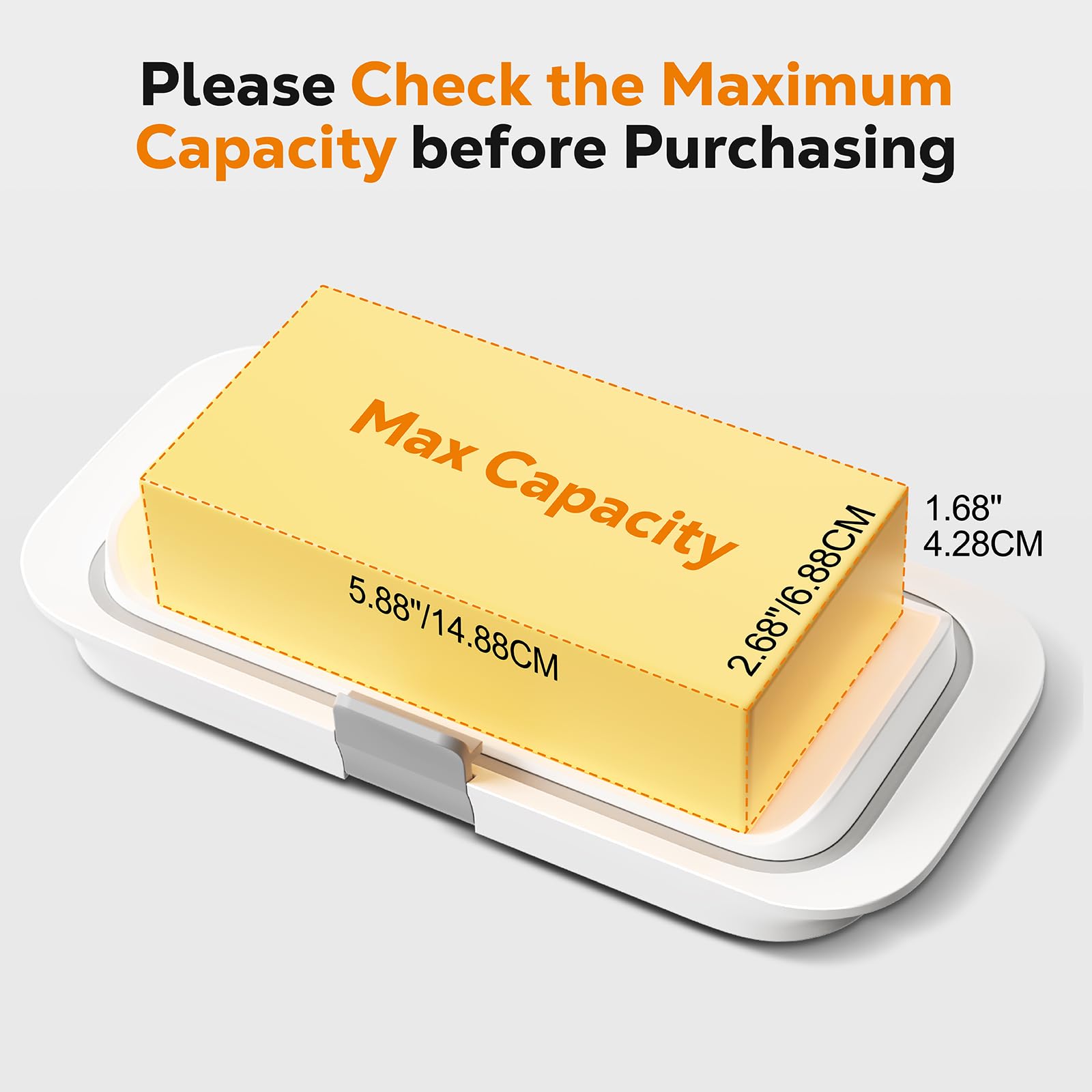 Pisol Burriera, per 250 g di burro, Grande Portaburro con Coperchio per Piano di Lavoro e Frigorifero, Ripiano Porta del Frigorifero, Portaburro Ermetico per Burro Europeo/Kerrygold/Burro Francese
