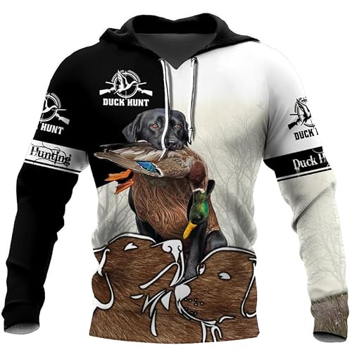 Namufeitrade - Labrador Retriever Canard Capuche Femmes Hommes Chien de Chasse 3D Impression Sweatshirt Manches Longues Pullover Vêtement de Sport Top