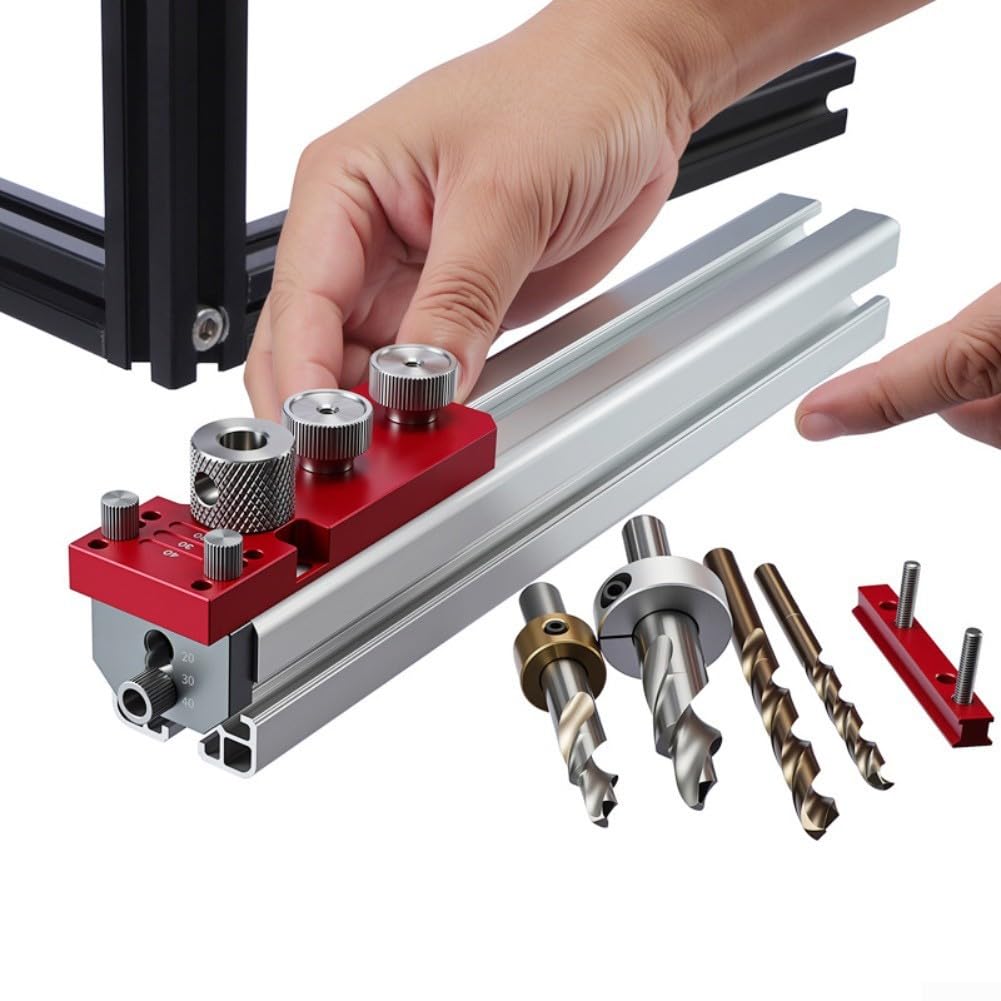Localizzatore di fori per profili in alluminio, per serie 20, 30, 40, dispositivo di perforazione con guida per rubinetto M6 M8, strumento in lega anodizzata per la lavorazione del legno con